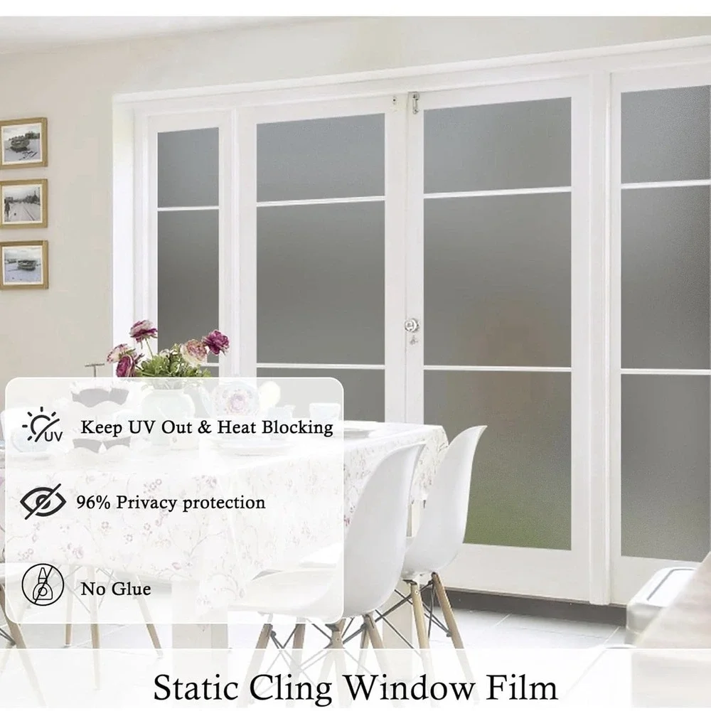 Coavas Window Privacy Film Frosted Glass Static UV Sun 11.8 x 78.7in Gray‎ New